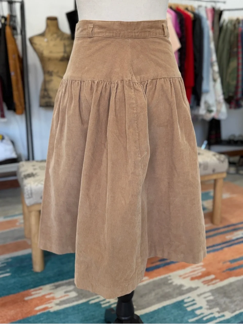 Vintage Jean Nicole Tan Corduroy Button-Front Western Skirt